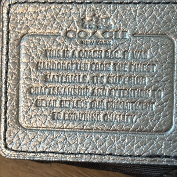 Like New Coach Kelsey Satchel Gunmetal Metallic Leather Crossbody Purse - Picture 9 of 9